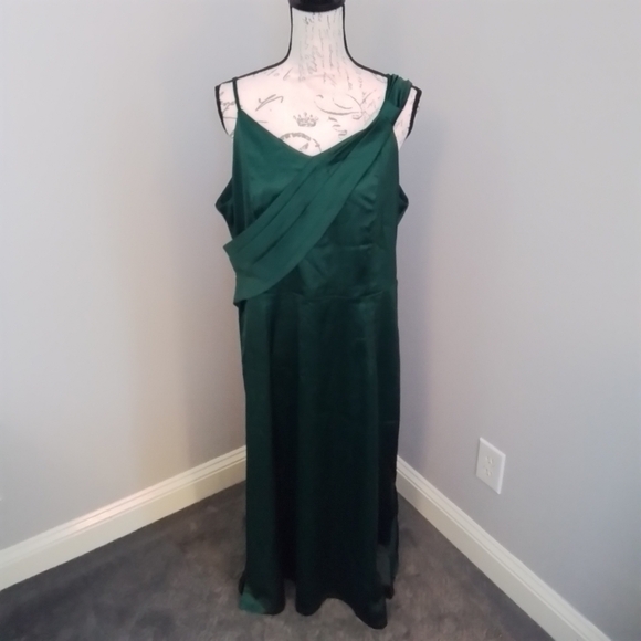NWT Grace Karin Women Green Side Slit Satin Cocktail Party Dress - 16 - Picture 4 of 11